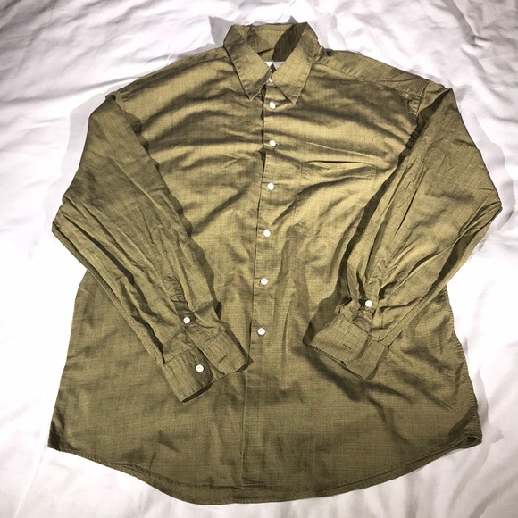 Ermenegildo Zegna Golden Green Textured Button Down Long Sleeve Dress Shirt - Picture 1 of 5